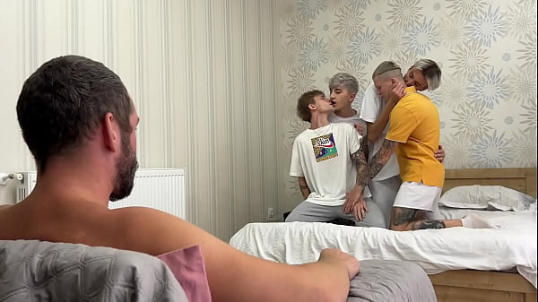 Daddy and twink with a big cock fucked students hard and cum in anal