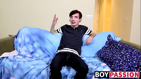 Interviewing twink and then getting him to stroke hard