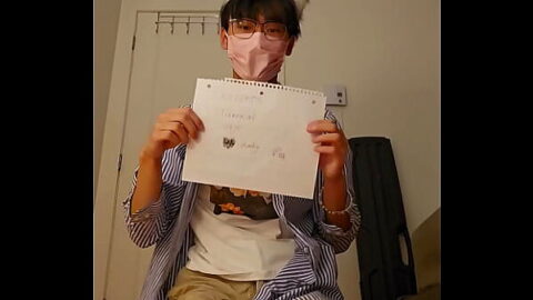 Verification video – White socks asian boy swallow his cum