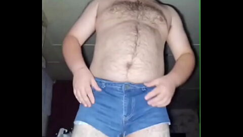 Horny Gay Guy Masturbates in Denim Shorts