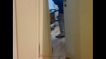 Spied on my str8 flatmate jerking off & helped him out